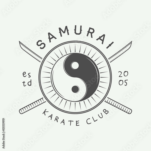 Vintage karate or martial arts logo, emblem, badge, label 