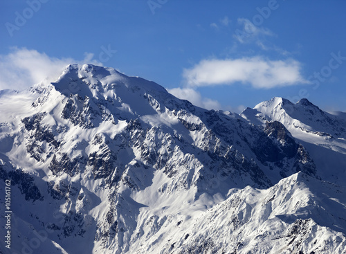 Snowy mountains at nice sunny day