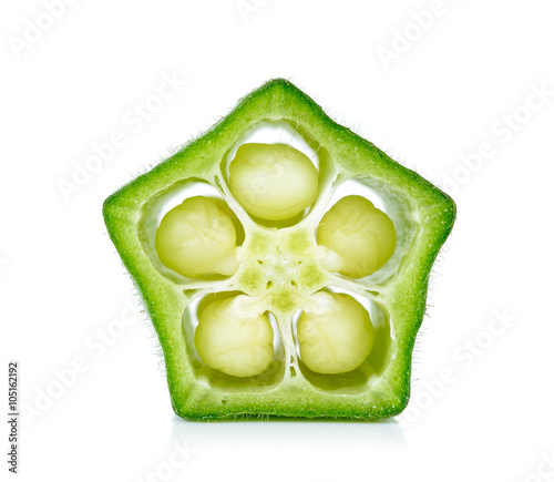 Sliced okra isolated on the white backgroud