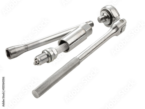 Sparkplug and tools isolated on a white background