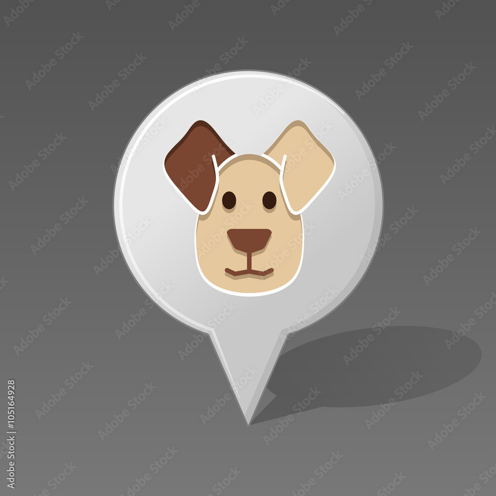 Dog pin map icon. Animal head vector illustration Dog pin map icon. Animal head vector illustration