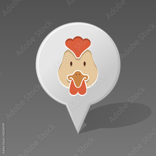Bild auf Leinwand Chicken pin map icon. Animal head vector