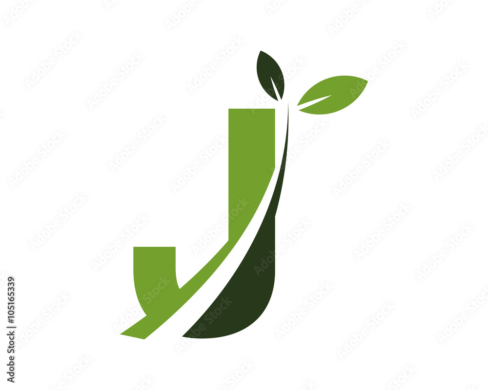 J green leaves letter swoosh ecology logo J green leaves letter swoosh ecology logo