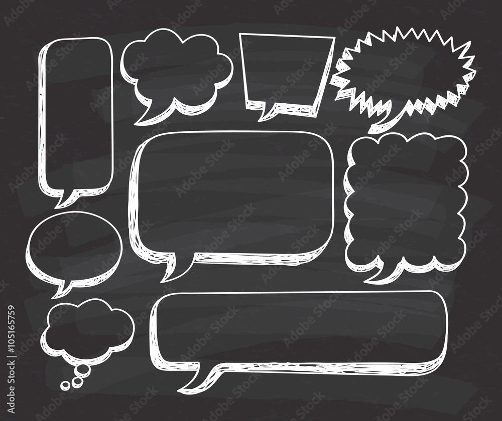 Hand drawn speech bubble doodle on chalkboard background Stock Vector ...