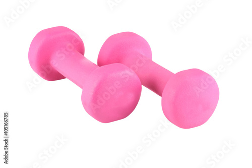 Two pink dumbbell