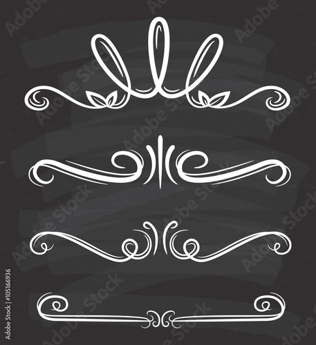 Set of text divider on black board