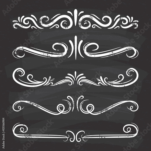 Set of text divider on black board