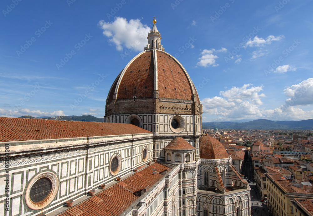 Saint Mary of the Flower dome, Florence most iconic landmark, seen from Giotto'S Belfry