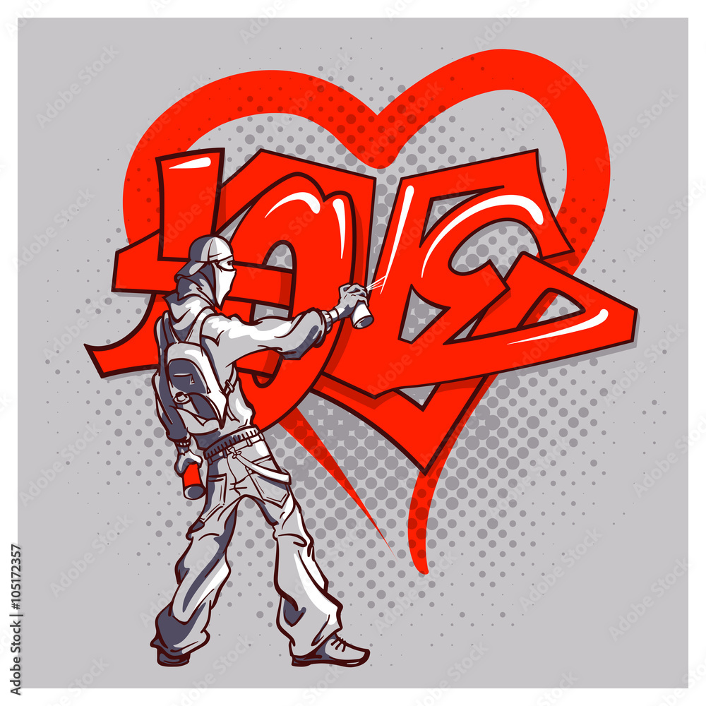 Obraz premium The young man writes the word 