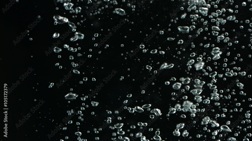 Tiny water bubbles, slow motion