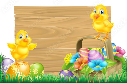 Easter Chicks and Eggs Basket Sign
