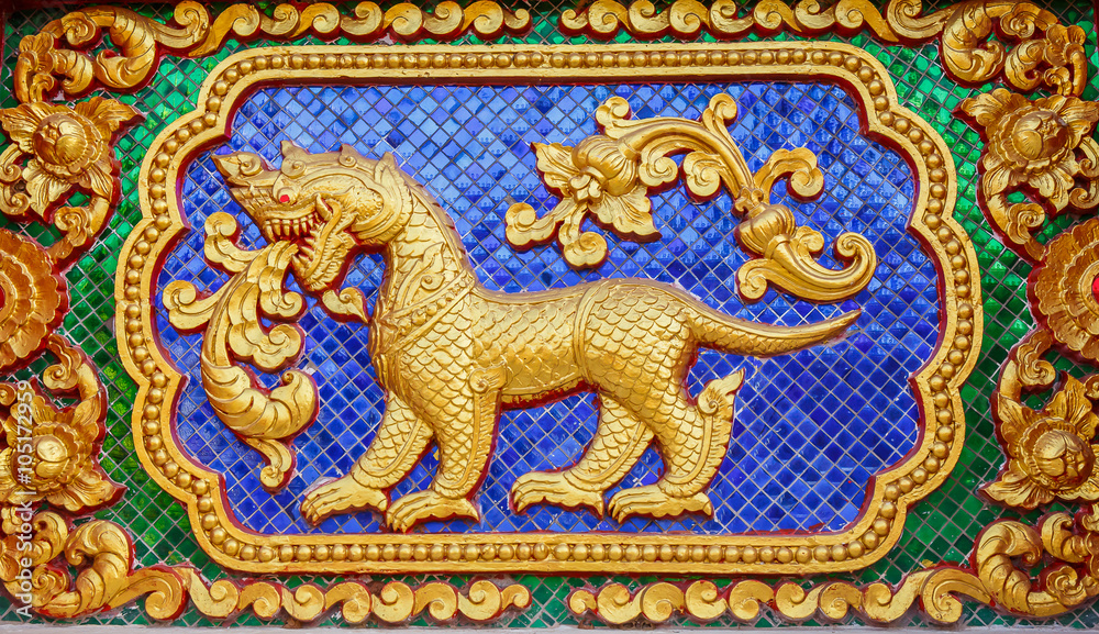Obraz premium Traditional Thai style art of stucco in temple, Phrae province,
