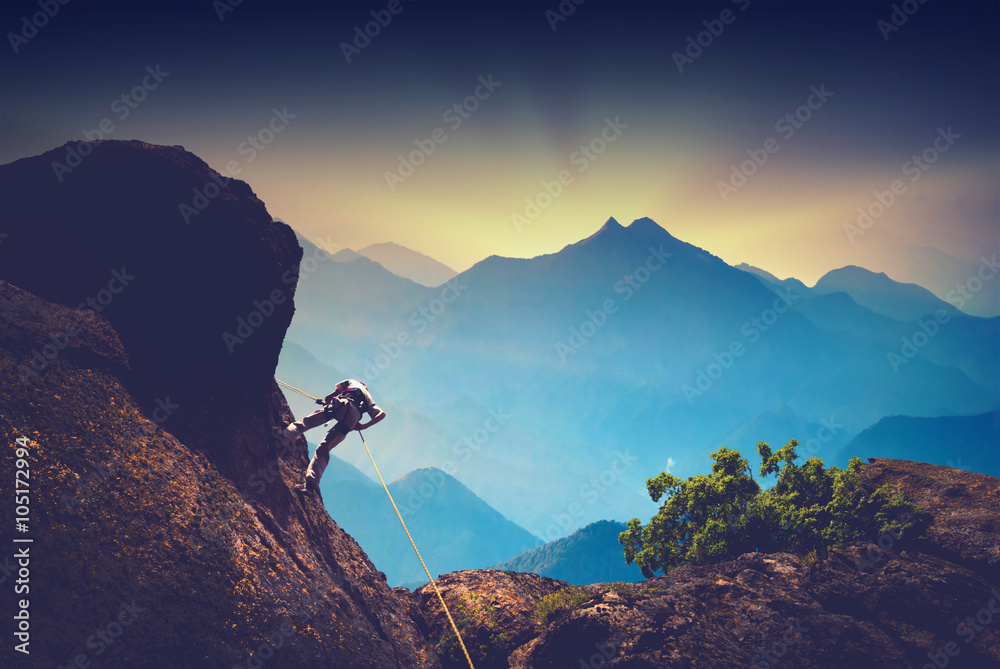 Climber in a high mountains