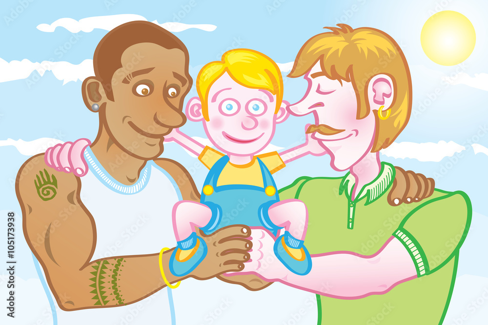 gay parents with their kid