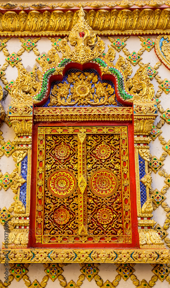 Traditional Thai style art of stucco in temple, Phrae province,