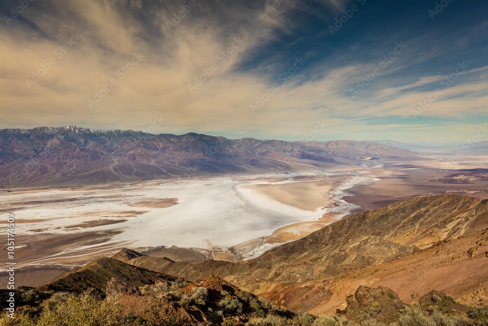 Salt valley between mountains. Dante's View, Death Valley National Park