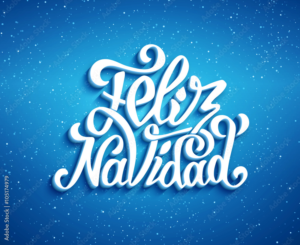 Feliz navidad lettering. Merry Christmas greetings