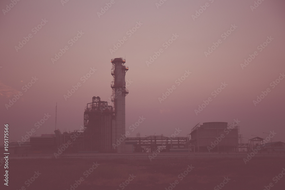 Electric  plant and sunset sky