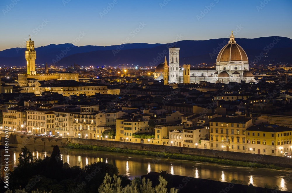 Cathedral (Cattedrale di Santa Maria del Fiore) and Palazzo Vecchio, Florence, Italy