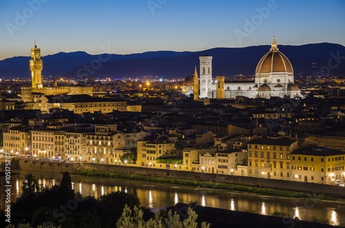 Cathedral (Cattedrale di Santa Maria del Fiore) and Palazzo Vecchio, Florence, Italy