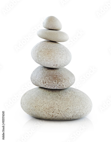 Fototapete Balanced pebbles, isolated on white