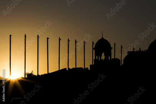 Sunset mosque silhouette