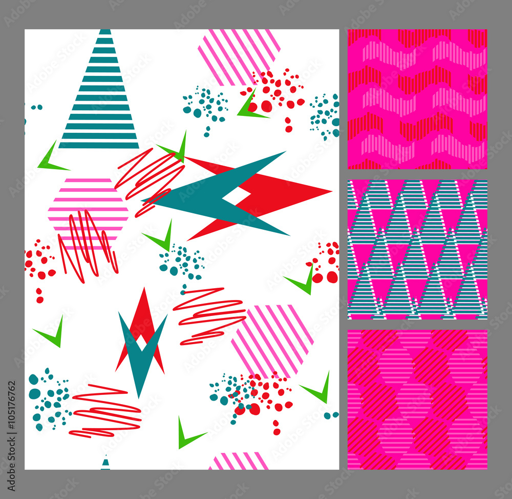 Fototapeta premium Retro vintage 80 Memphis style of fashion illustration.