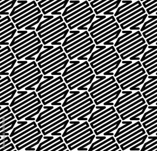 Vector seamless texture. Modern geometric background. Monochrome pattern of hexagons.