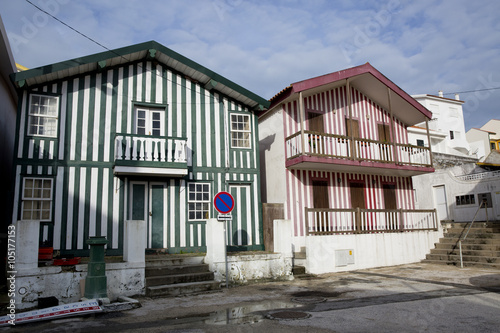 Typical houses of Costa Nova, Aveiro, Portugal.
