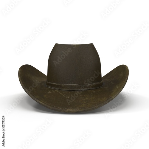 Old Leather Cowboy Hat on a white background