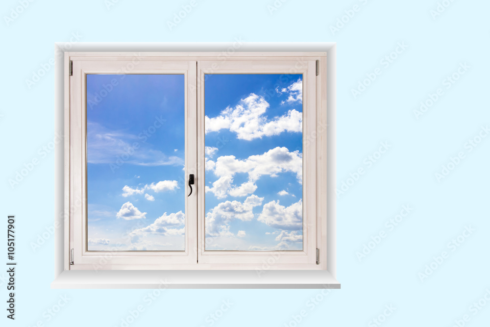 Fototapeta okno z podwójnymi drzwiami