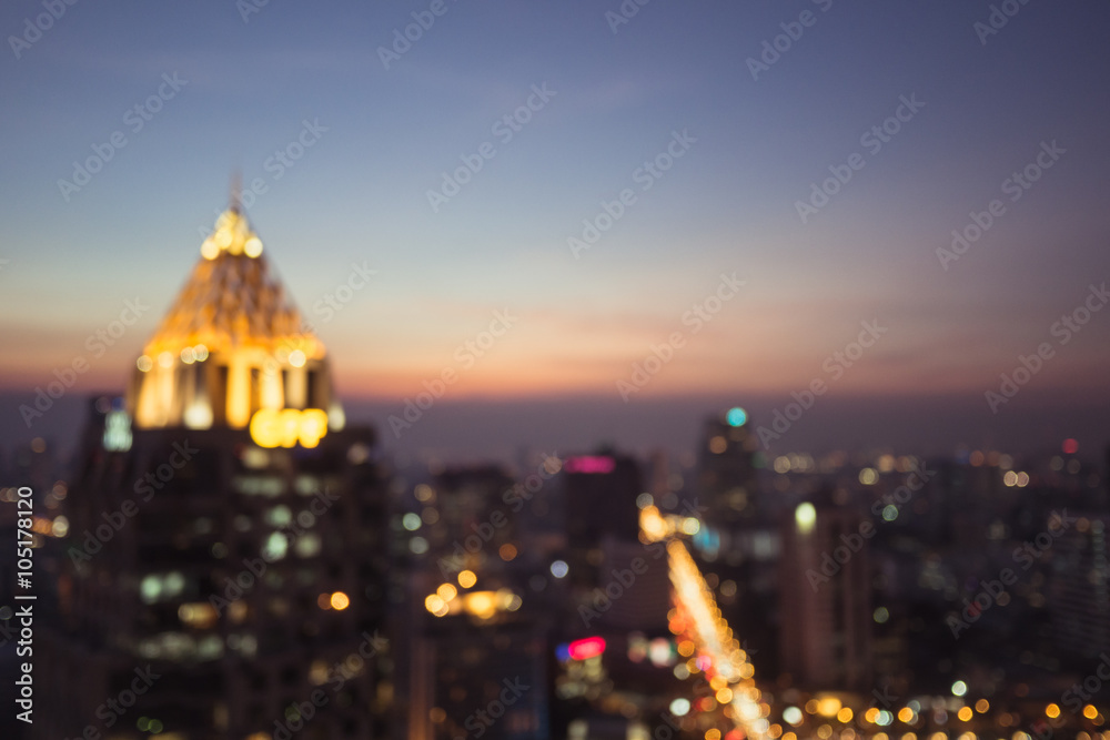 Blur light from Bangkok at twilight time