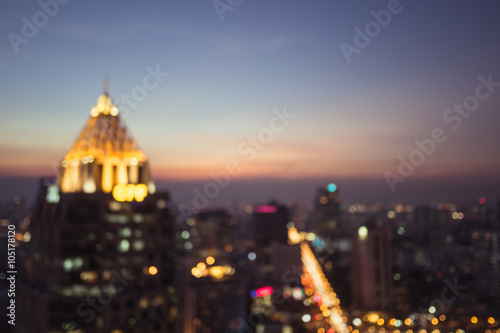 Blur light from Bangkok at twilight time © jpanudda