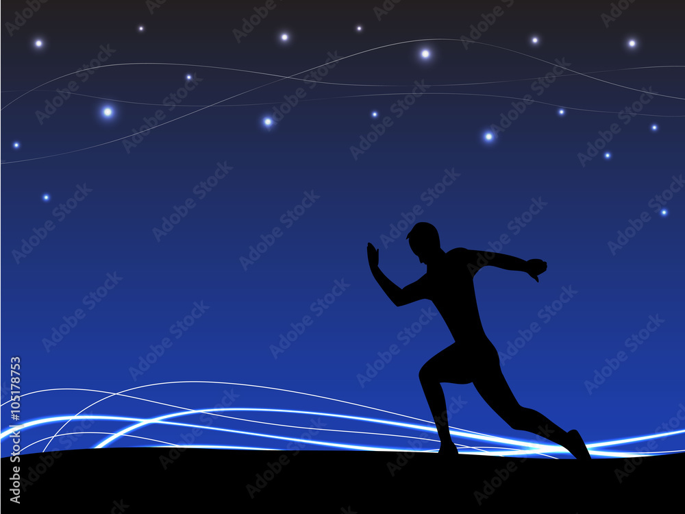 Runner silhouette background with sky