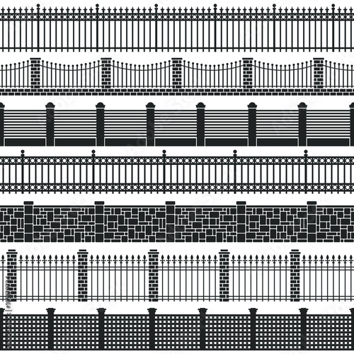 Vector fence silhouette set