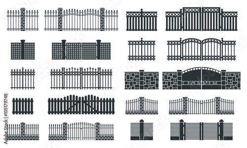 Photographie Vector fence silhouette set