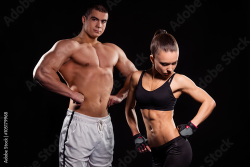 Young bodybuilder couple.