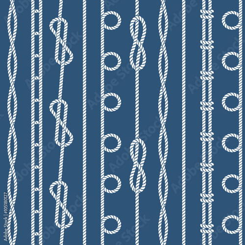 Marine rope knot seamless vector pattern