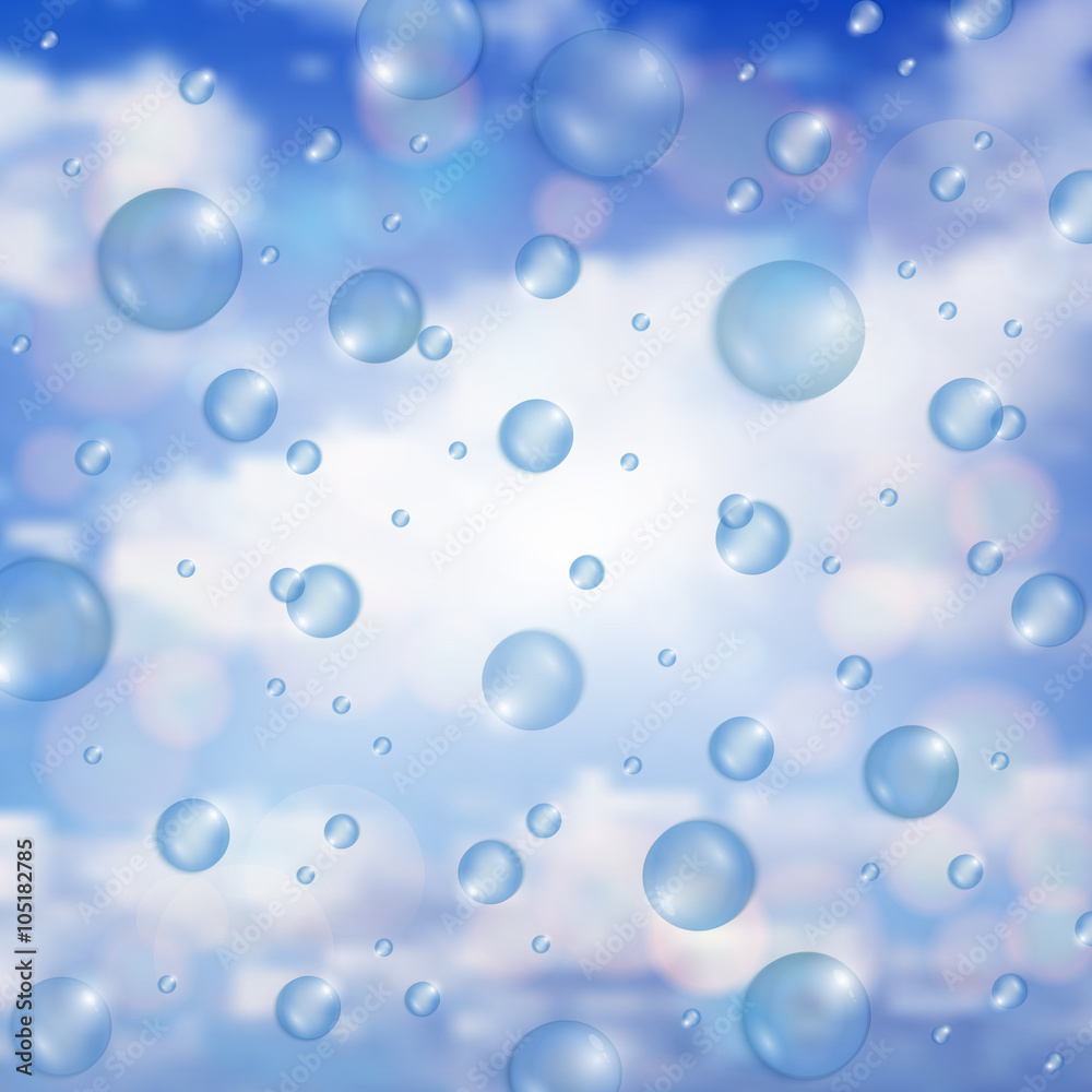 Water drops with sky background