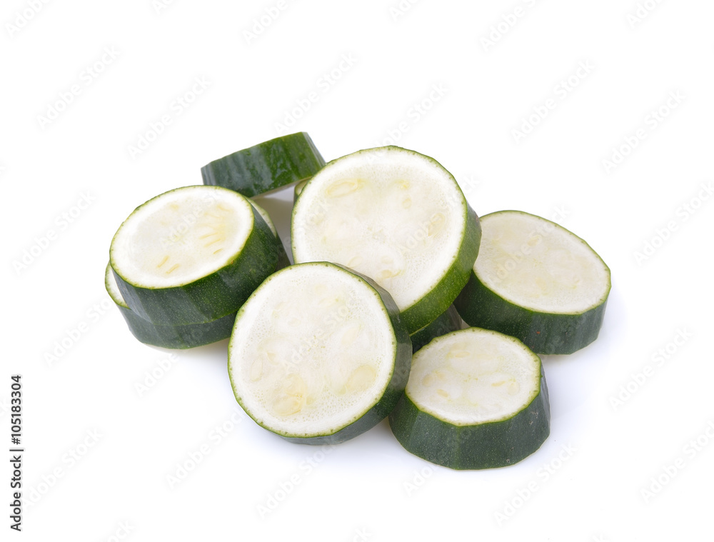 Fresh zucchini sliced on white background Fresh zucchini sliced on white background