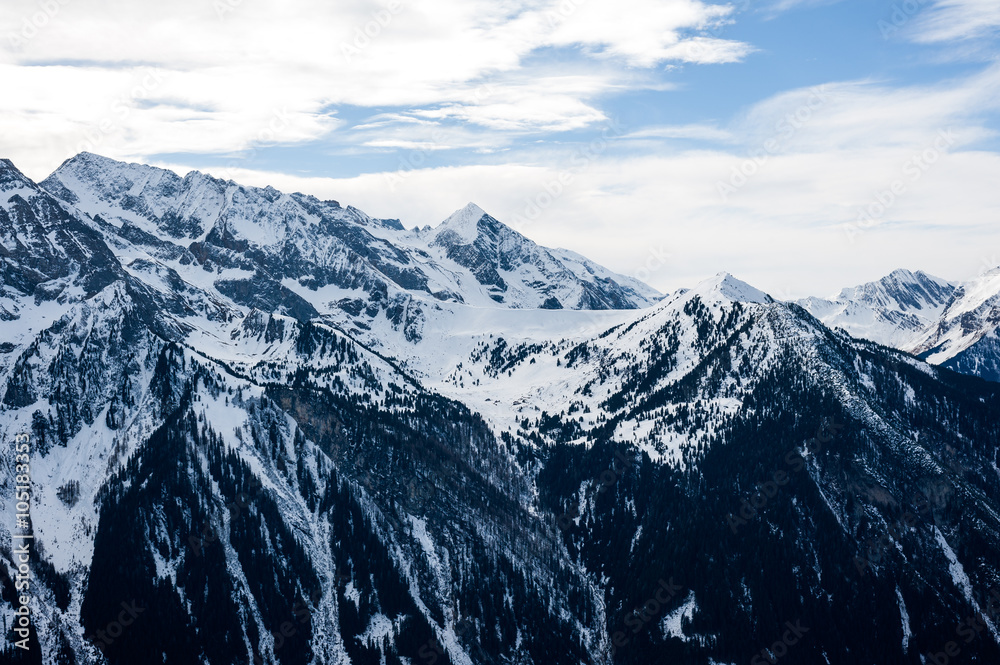 General view of the ski area Mayrhofen - Zillertal, Austria