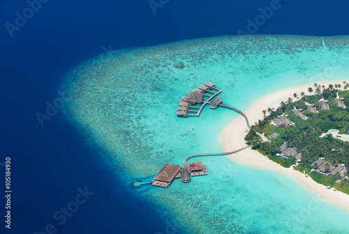 Aerial view on Maldives island, Raa atol photo