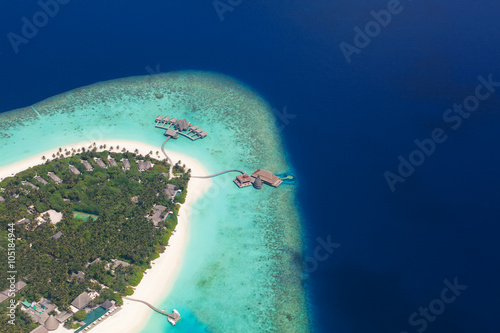 Aerial view on Maldives island, Raa atol photo