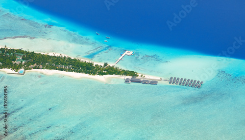 Aerial view on Maldives island, Raa atol photo