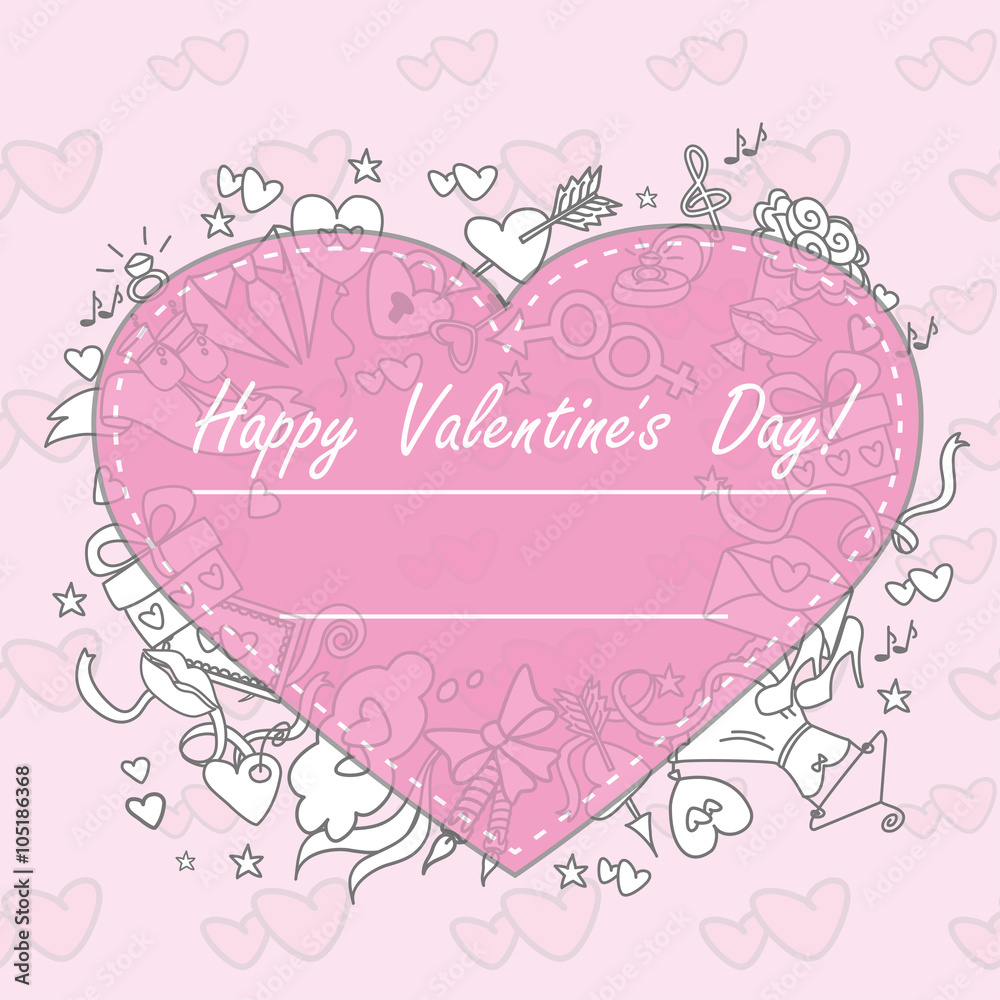 Doodle Valentine's Day greeting card