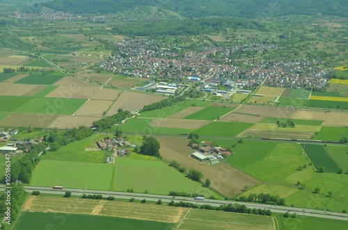 aerial view of Hofweier, in the Ortenau region of Baden Germany © skyf