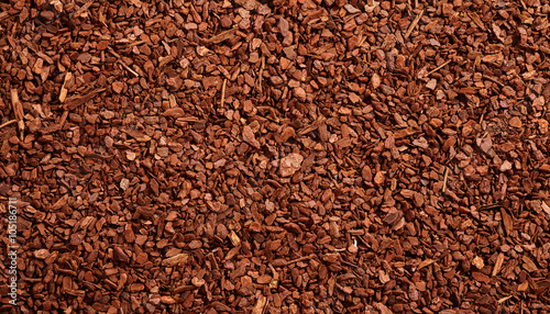 Top down view on tree bark mulch
