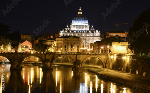 Rome night view with San Pietro in the background