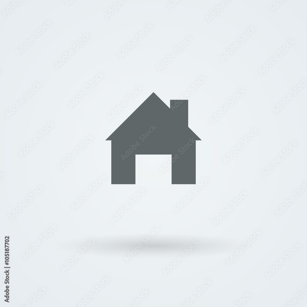 Mono icon with the image of the house, the cottage, the building of a country. 