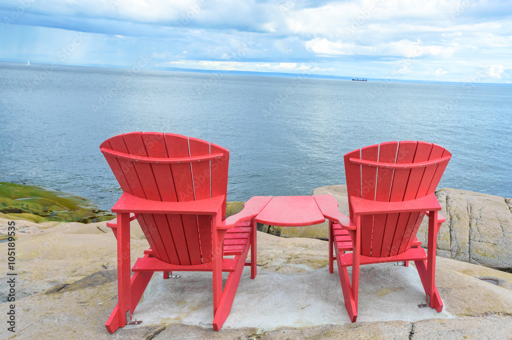 Sea shore Canada Red chairs